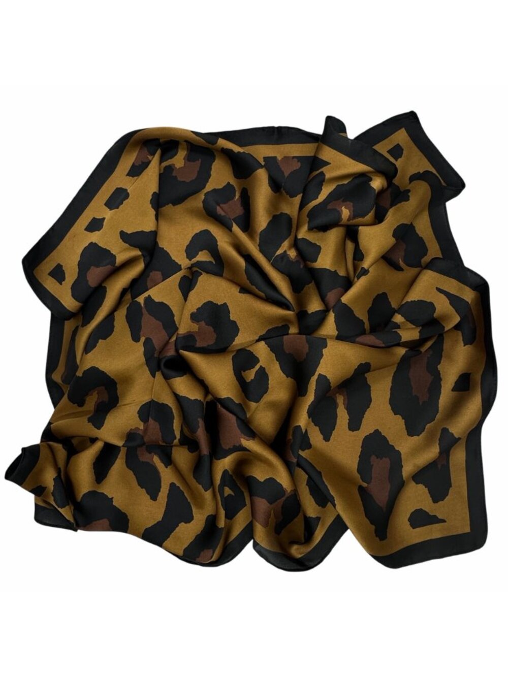 Elegant Bandana Square Scarf Silky Satin Soft Leopard Animal Print cheetah Brown - Picture 4 of 5